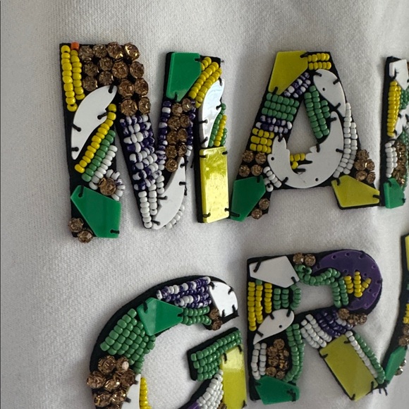 QUEEN OF SPARKLES White Mardi Gras Sweatshirt - Picture 8 of 8